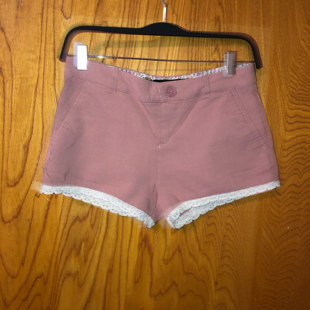 * 3 for $20* Blush pink shorts with white lace